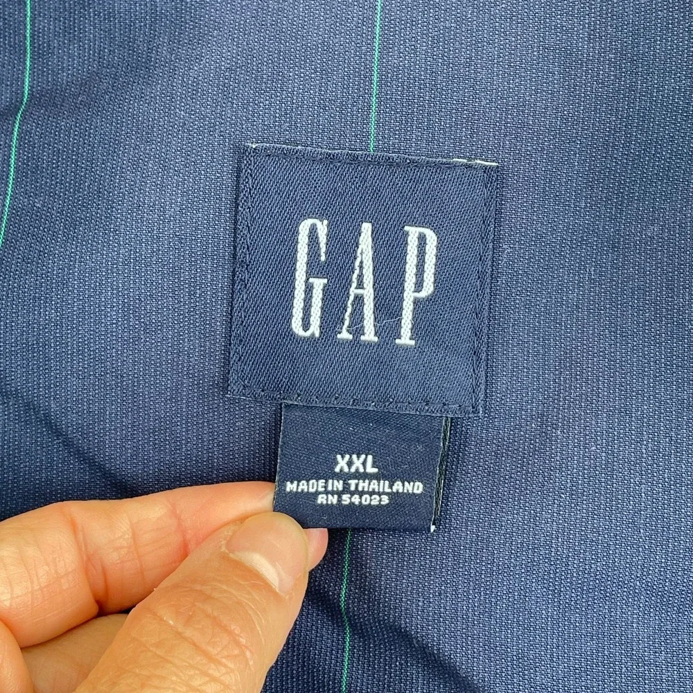 GAP 3 Button Jacket Blazer‎ Men 2XL Navy Blue Striped Cotton Work Office Preppy